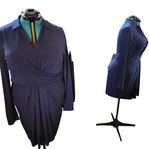 Vince Camuto size 18 twist front, long-sleeve dress in Navy